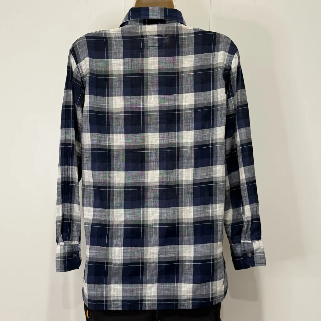 Current Elliott The Perfect Shirt 0 XS Venice Plaid Blue Western Country Concert - Image 6