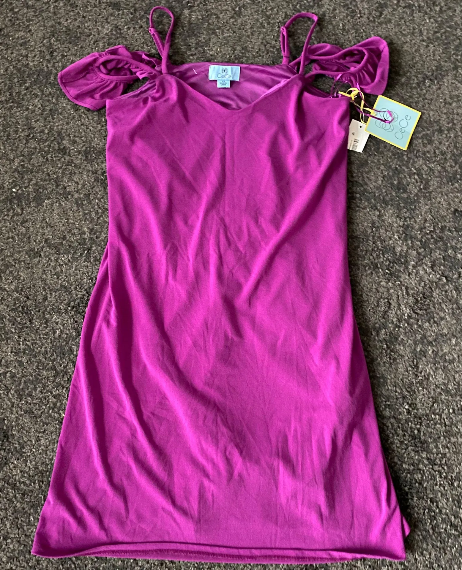 ruffle cold shoulder purple dress - Image 3