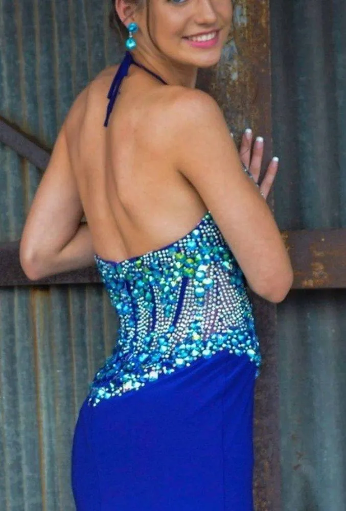 Purple Blue Rhinestone Corset Prom Dress Size 2 - Image 2