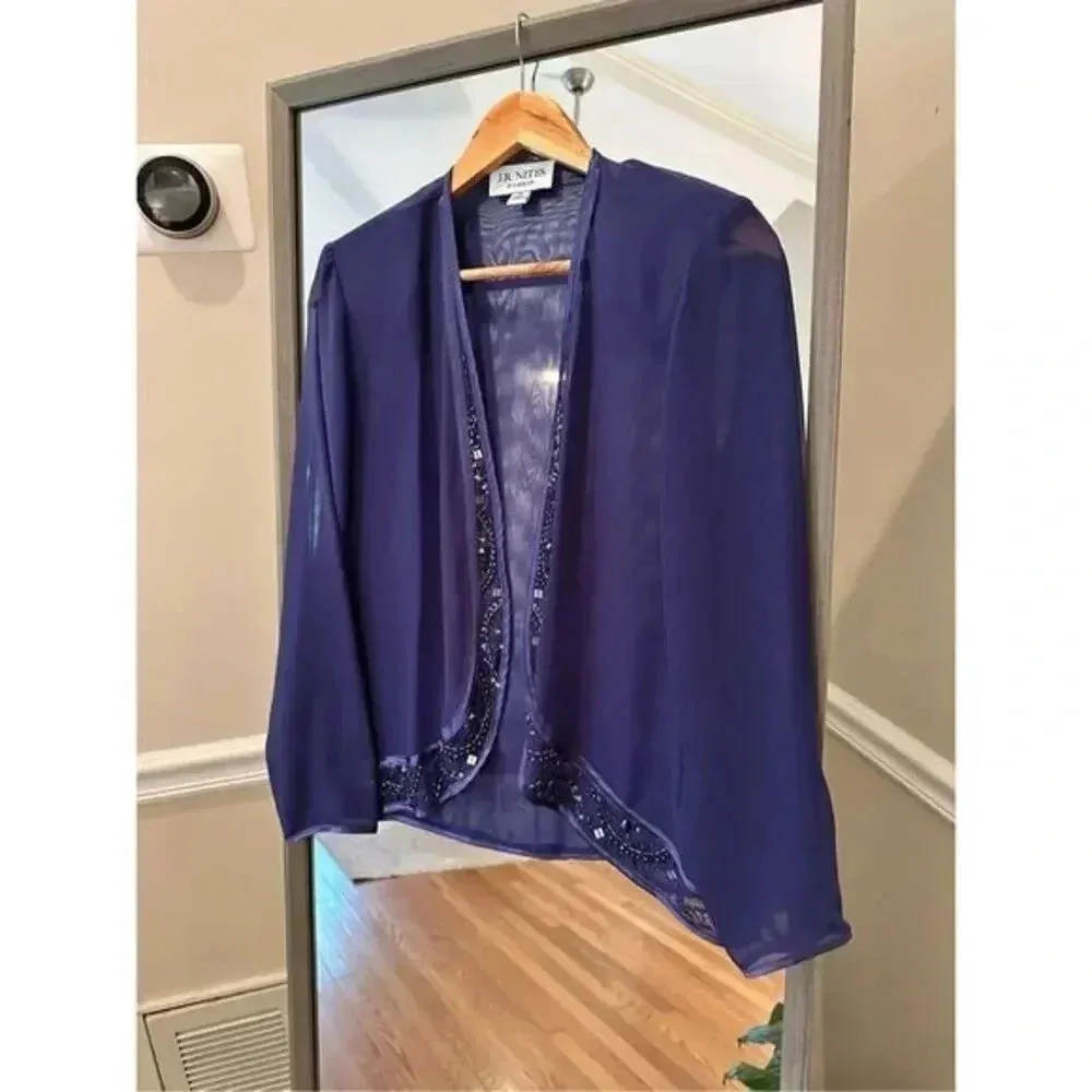 JR‎ Nites Carol Lin Beaded Cardigan Purple Size 10 - Image 2