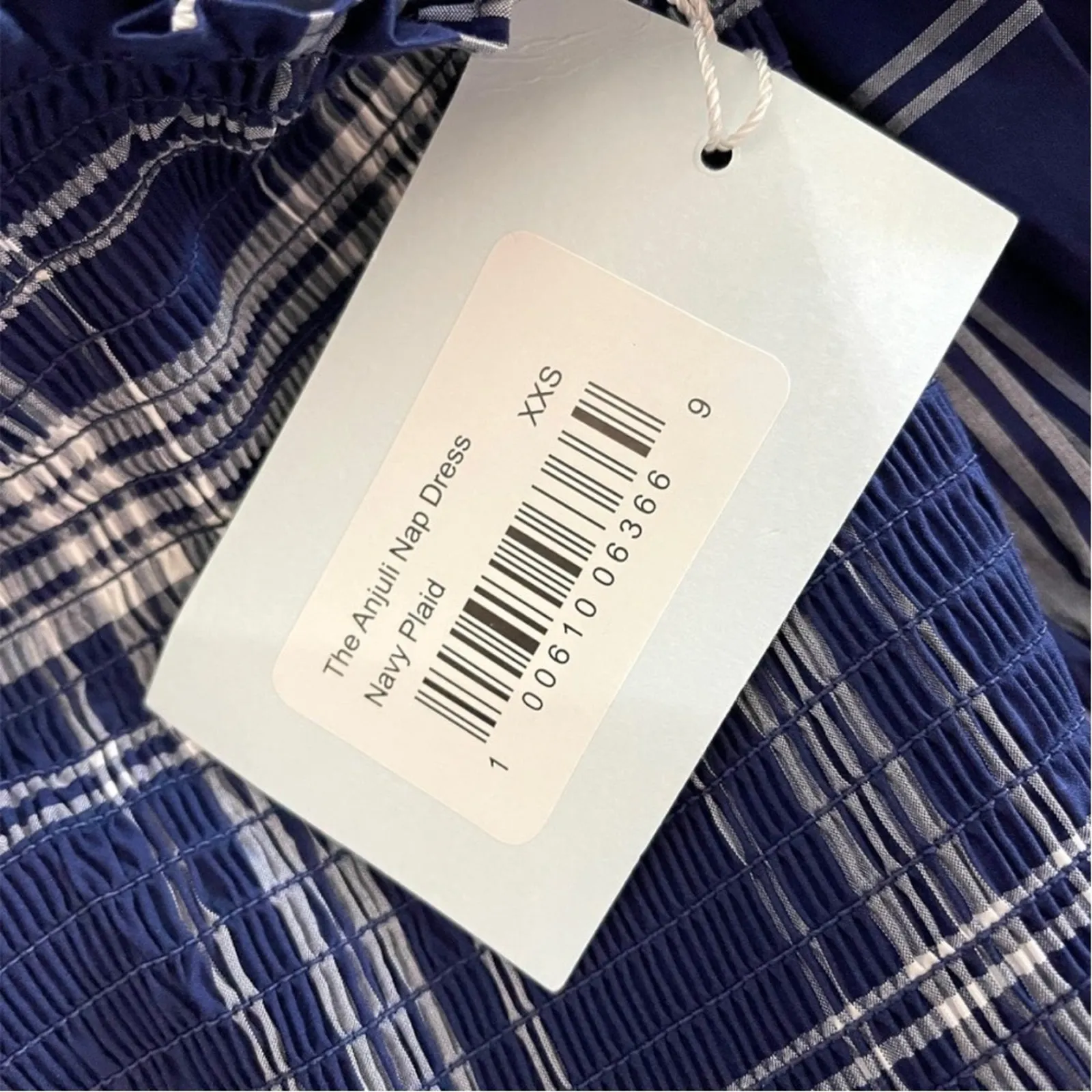 Hill House Home The Anjuli Nap Maxi Dress in Navy Blue Spring Plaid NEW XXS - Image 6