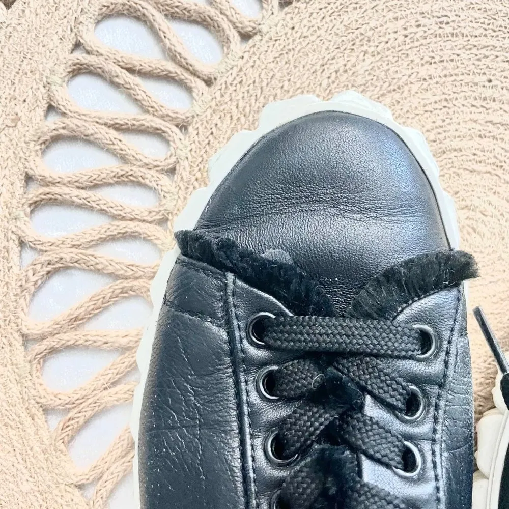 Stuart Weitzman Fringie Cover Story Sneakers Black Leather Size 6 - Image 10