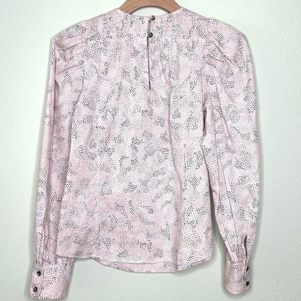 Rebecca Taylor La Vie Darcie Smocked Blouse in Multi Dot Print Size XS - Image 2