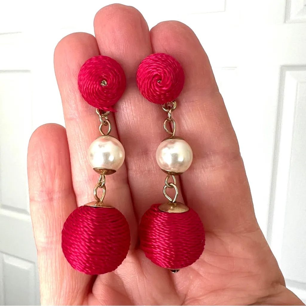 Necklace and earrings set red gold pearl strand costume jewelry - Image 3