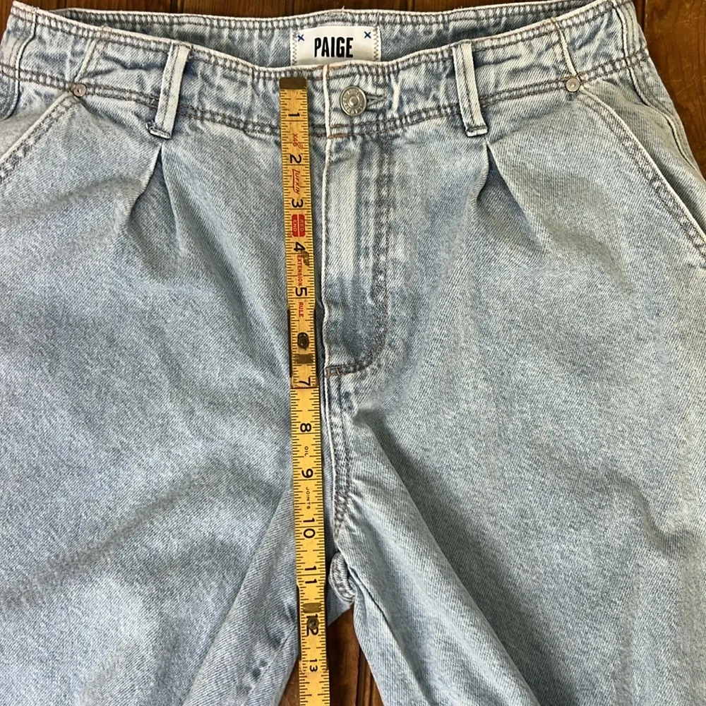 Women’s Paige pleated baggy denim high rise jeans side pocket size 27 - Image 4