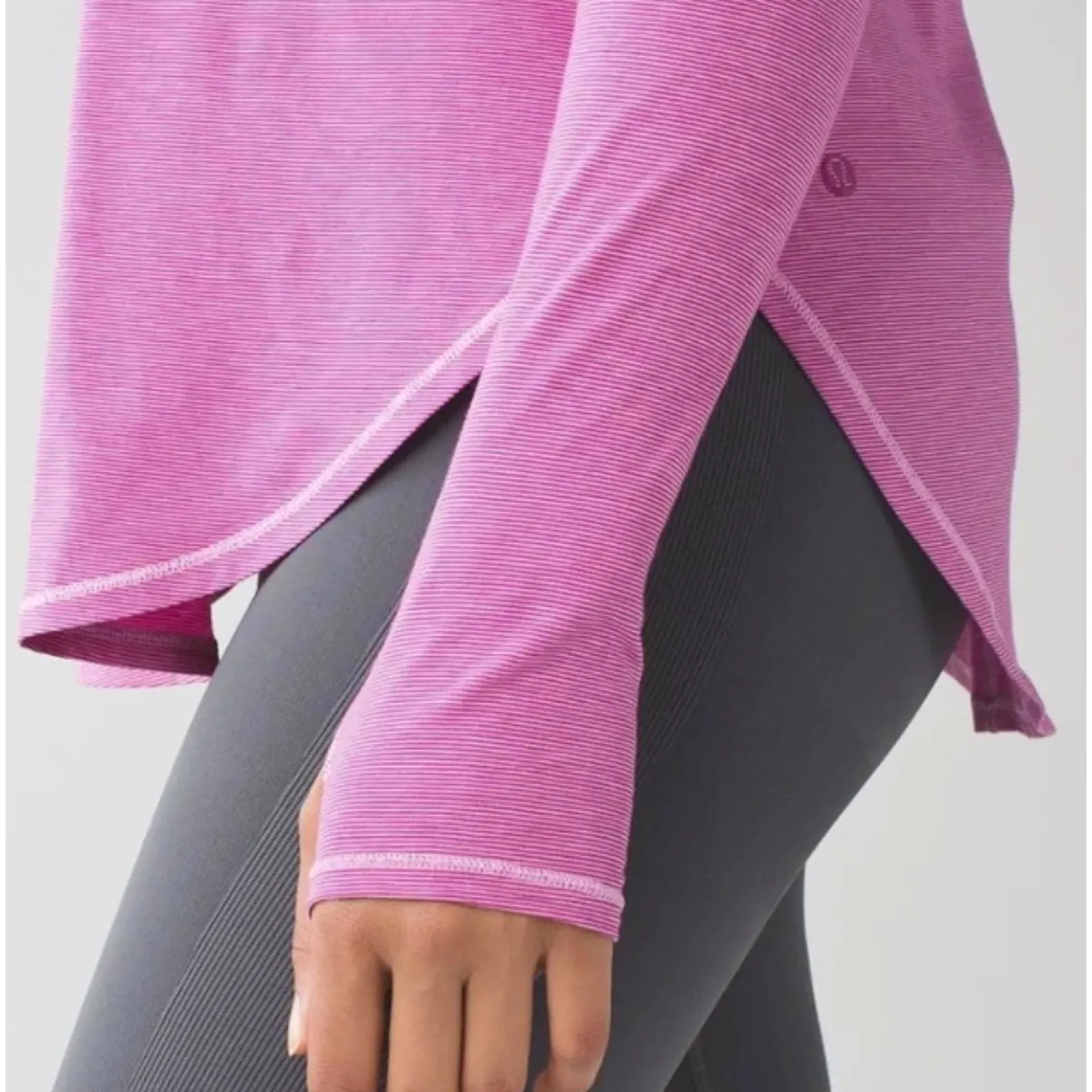 Lululemon Yogini 5 Year Long Sleeve Tee in Pink Stripe - Size - 10 - Image 3