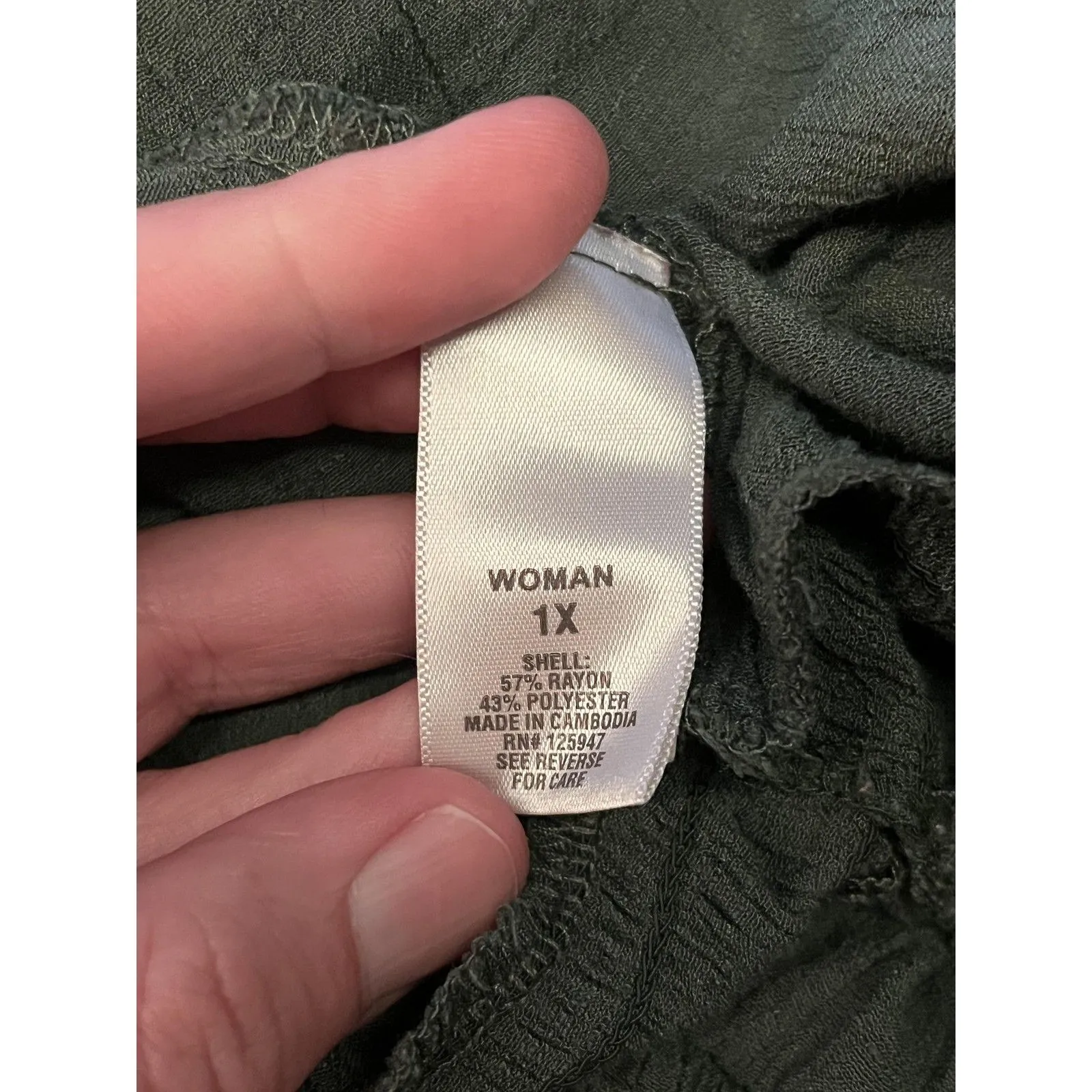 Dressbarn Shirt Womens 1X Olive Green Peasant Boho Embroidered Tassel Tie Top - Image 8