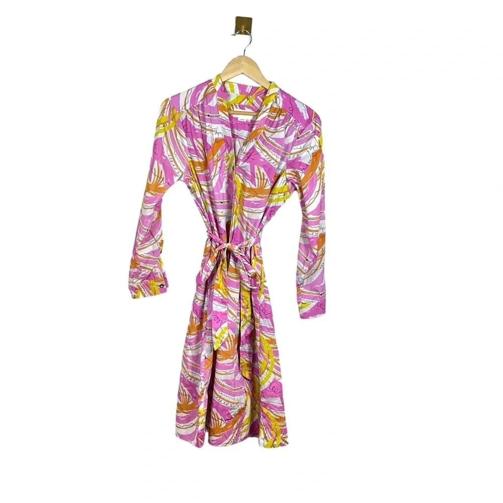 Vera For Anthropologie Confetti Midi Shirt Dress in Pink/Yellow/Orange Size S - Image 8