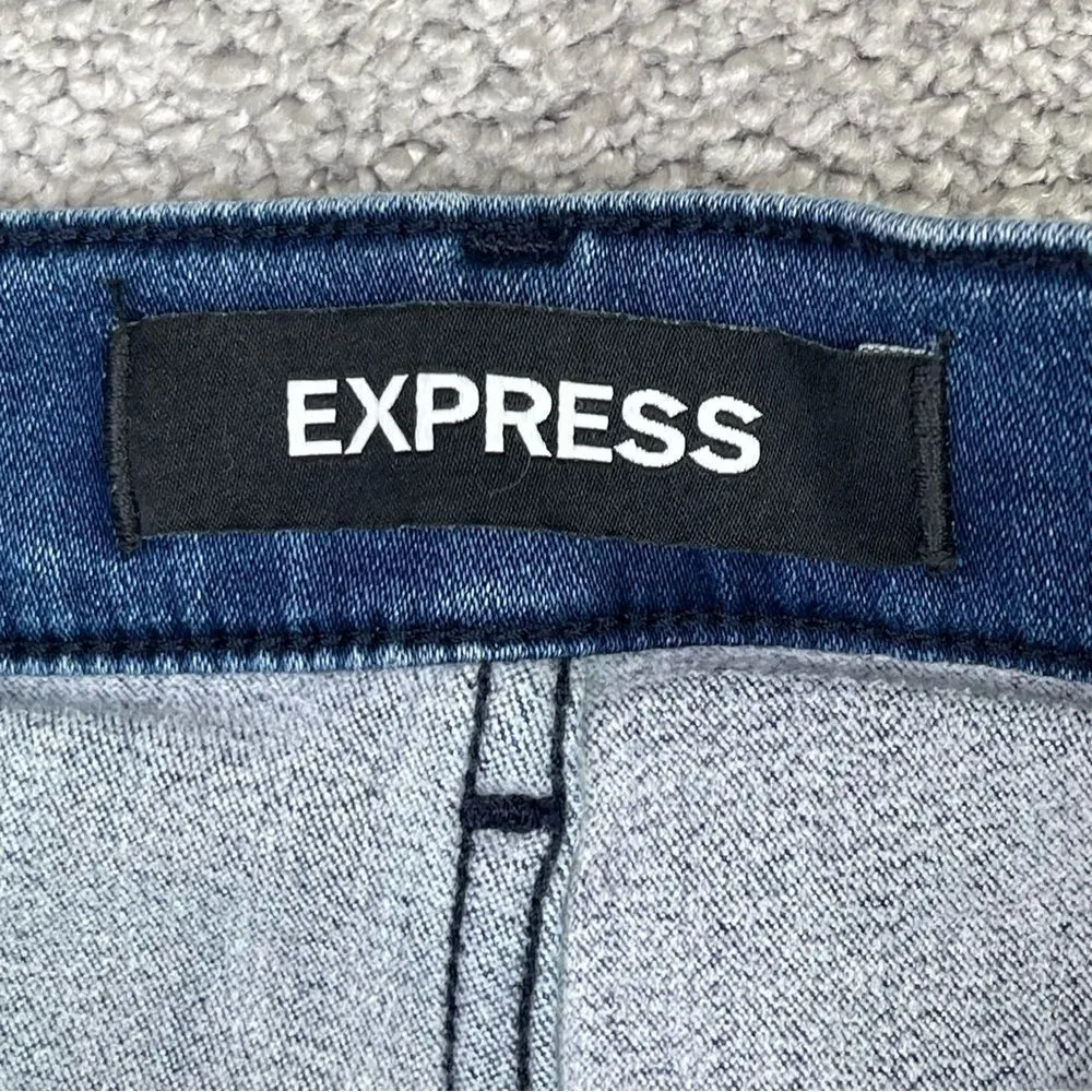 Express Jeans Women’s 4 Short Ankle Skinny High Rise Dark Denim Stretch - Image 5