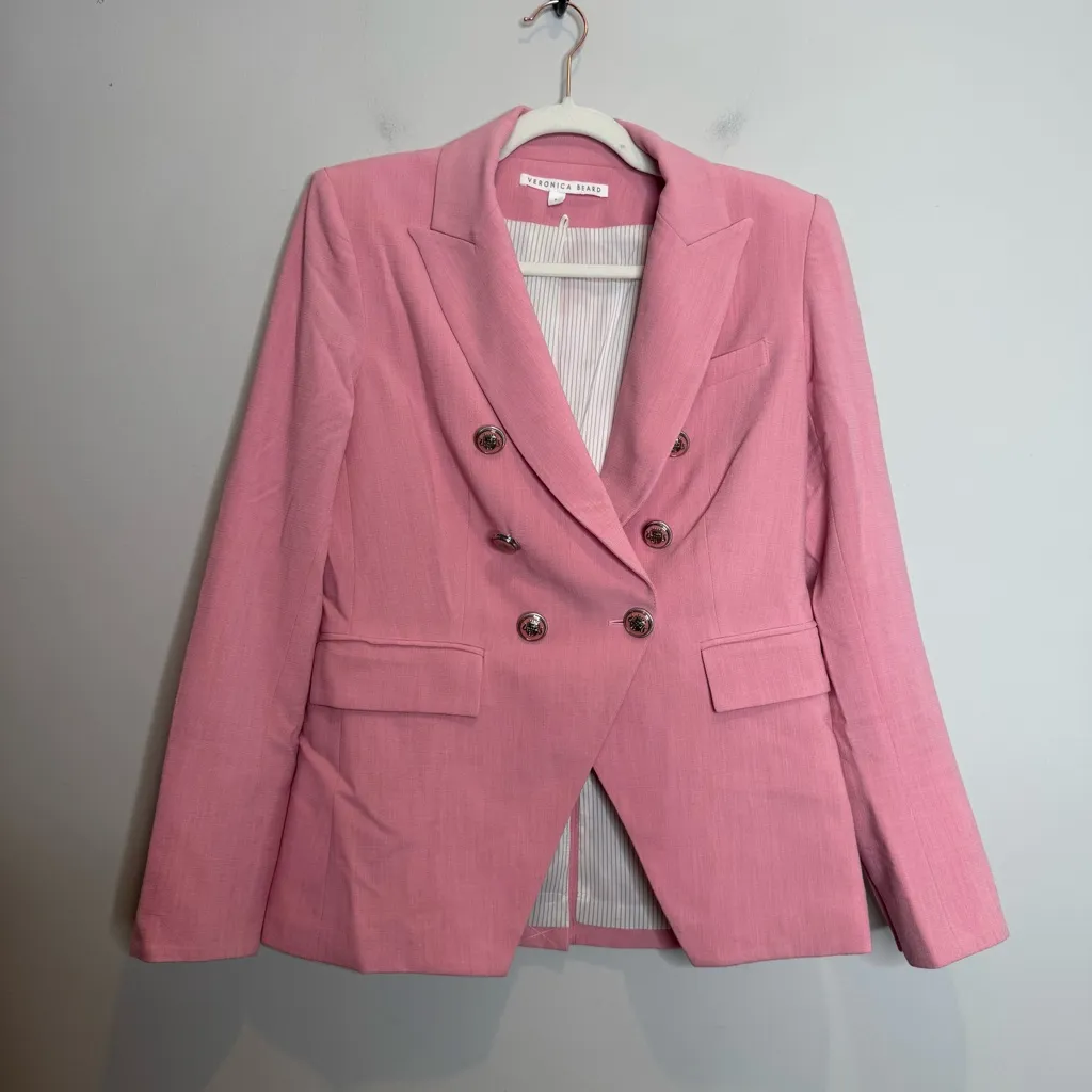 Veronica Beard Miller Dickey Double Breasted Blazer Peony Baby Pink Size 6 - Image 7
