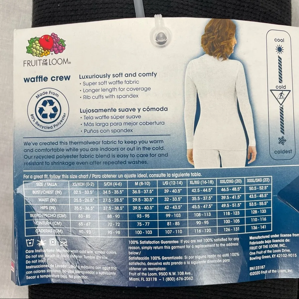 NWT Fruit of the Look Beyond Soft Waffle Knit Crewneck Black Long Sleeve - Image 3