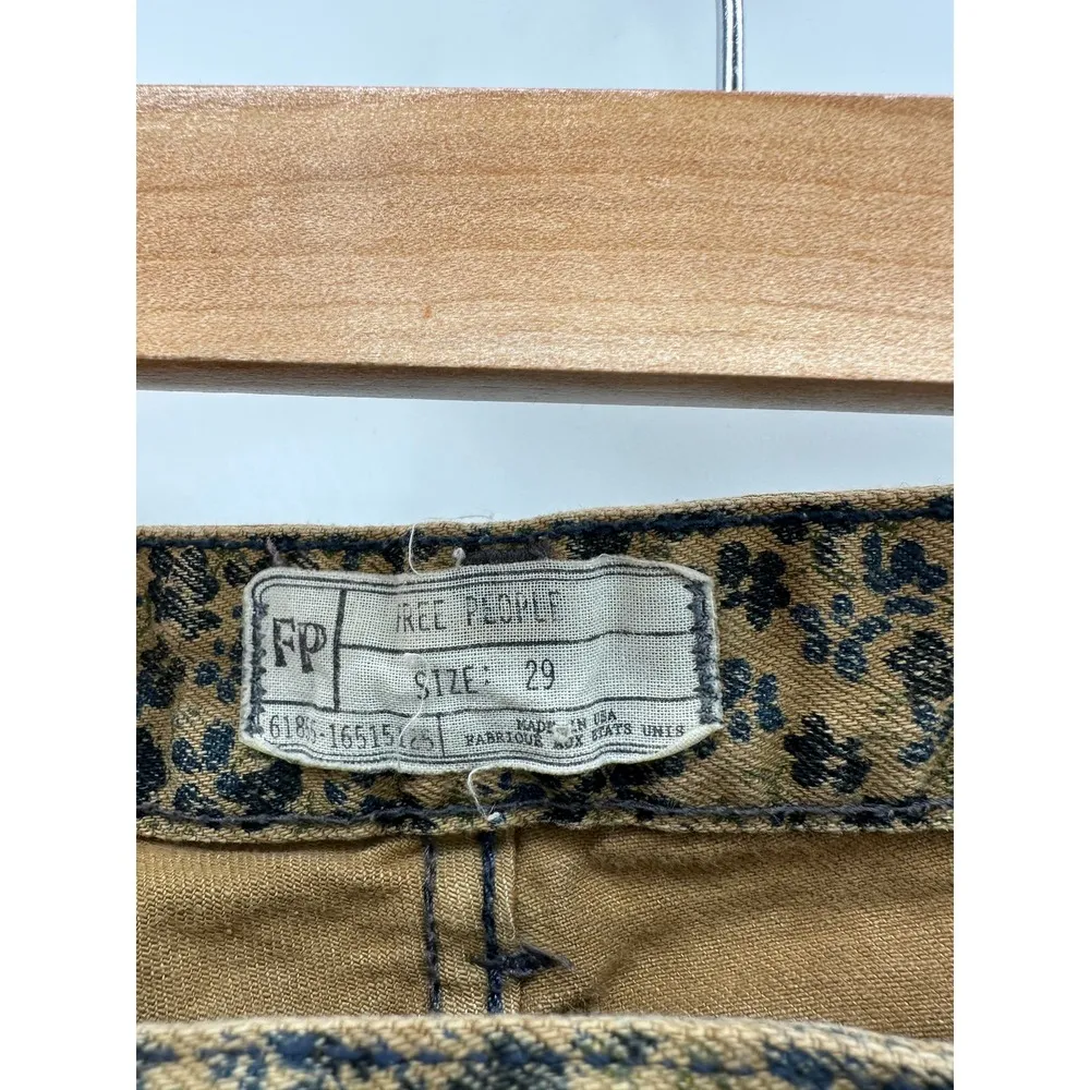 Free People Jeans Women 29 Brown Blue Floral Print Denim Cotton Blend Skinny - Image 5