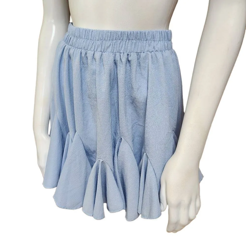 Avidlove Blue Pleated Ruffle Skater Skort (S) - Image 2