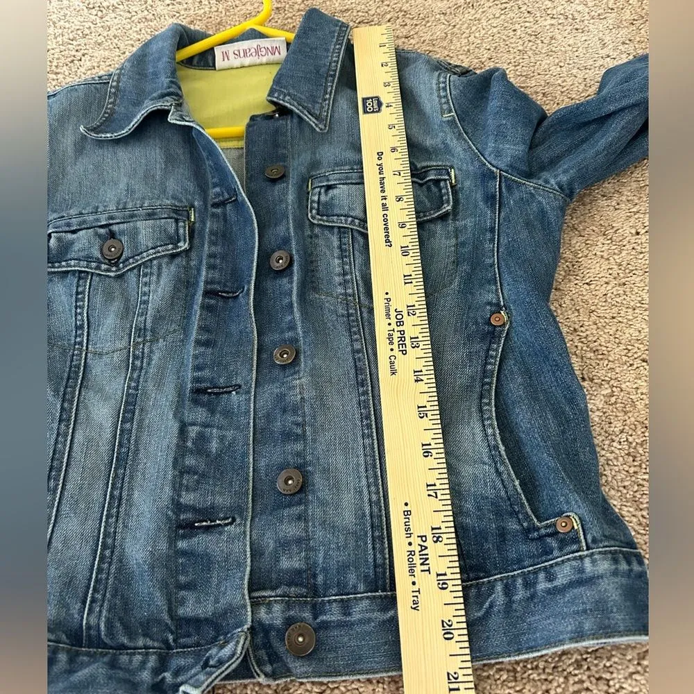 Women’s MNG Denim Jean Jacket Size Medium Fall Blue - Image 8