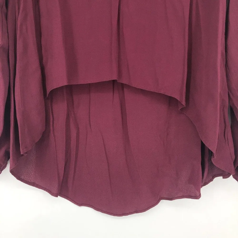 NEW Lovers + Friends Maroon Top Blouse High Low Long Split Sleeves Size XS - Image 5