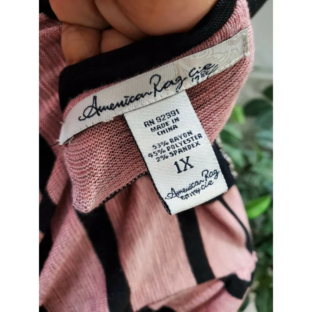 American Rag Cie Women's Rayon Short Sleeve Round Neck Casual Top Shirt Size 1X Pink - Image 8