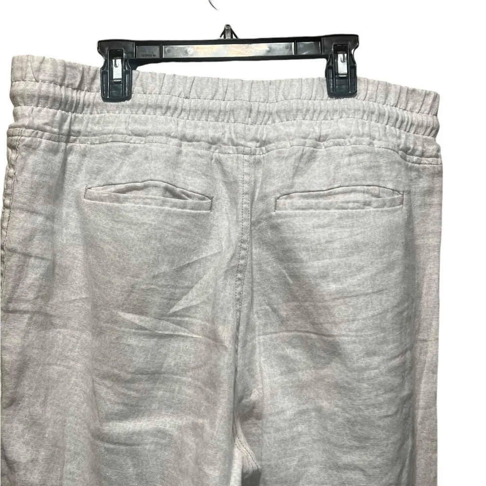 Athleta White Cabo Linen Leopard Print Zip Pockets Joggers Pants Size 10 - Image 11