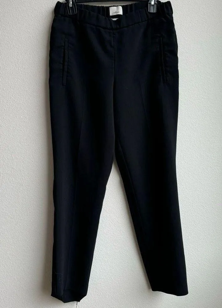 Aritzia Wilfred Crepe Darontal Pull On Cropped Pants Trousers Black Size 6 Small - Image 4