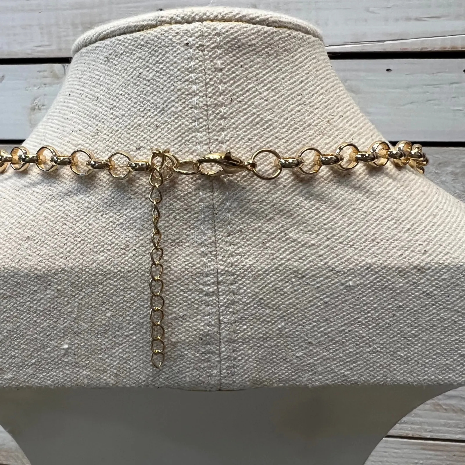 Gold Statement Necklace Crystal Medallion Chain Link Streetwear Glam Jewelry - Image 4