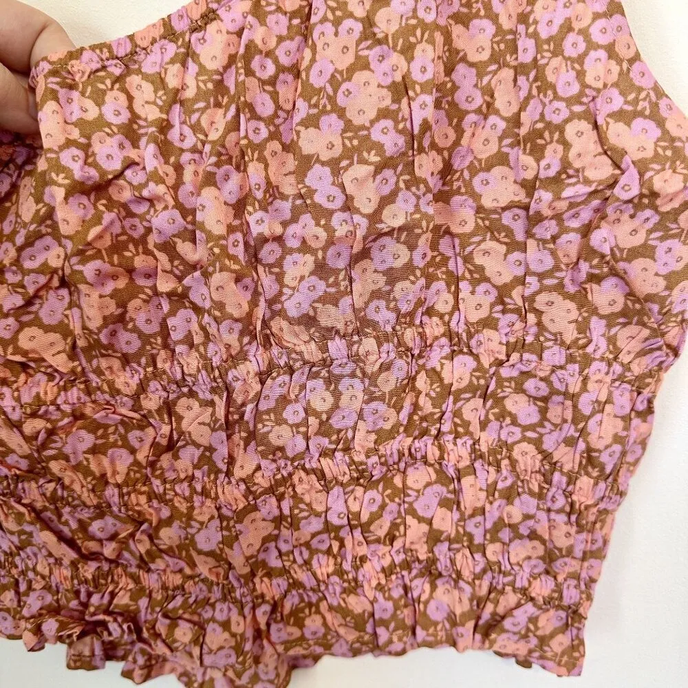 NWT BP by Nordstrom Floral One Shoulder Crop Top in Pink Allison - M - Image 6