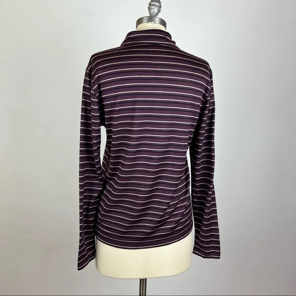 Theory  Stripe Long Sleeve Wool Polo Small - Image 7