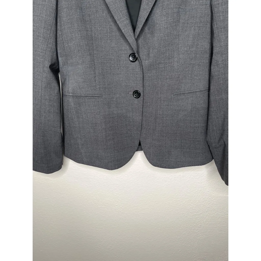 Theory Womens Tailored Nichelle Blazer Jacket Size 8 Sevona Gray Wool - Image 3