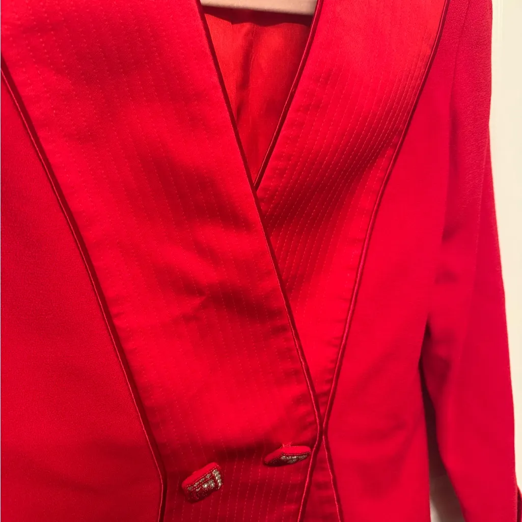 Nolan Miller Women’s Vintage Red Jacket Blazer 80s Long Sleeve Size 4 - Image 8