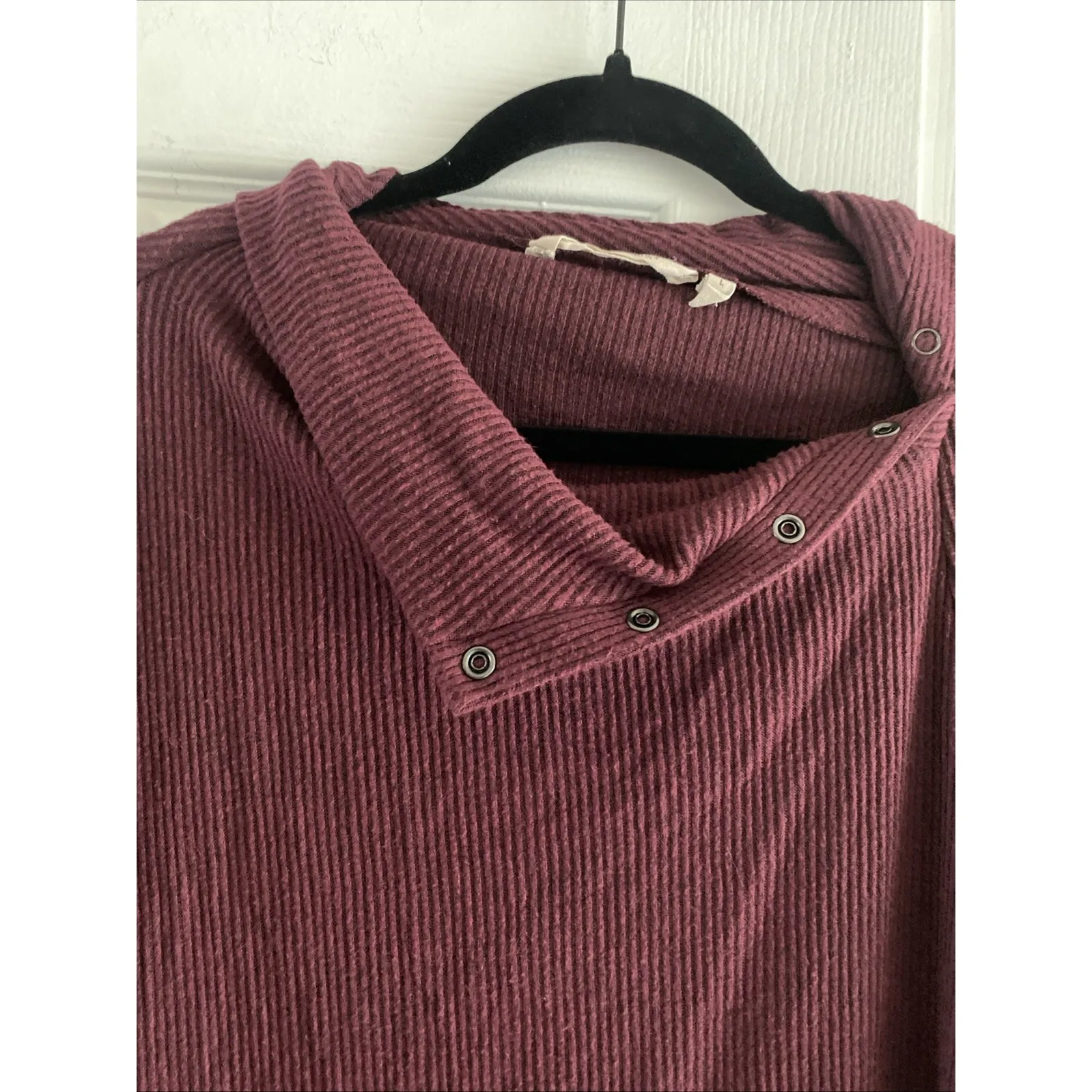 Soft Surroundings Large Maroon Ribbed Cowl Neck Long Sleeve Cozy Cabincore - Image 2