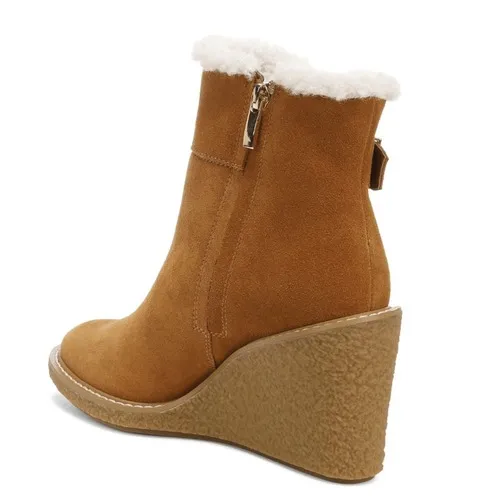 FRANCO SARTO Ulayna Water‎ Resistant Suede Fleece Wedge Bootie, Brown, 11, NWT - Image 3