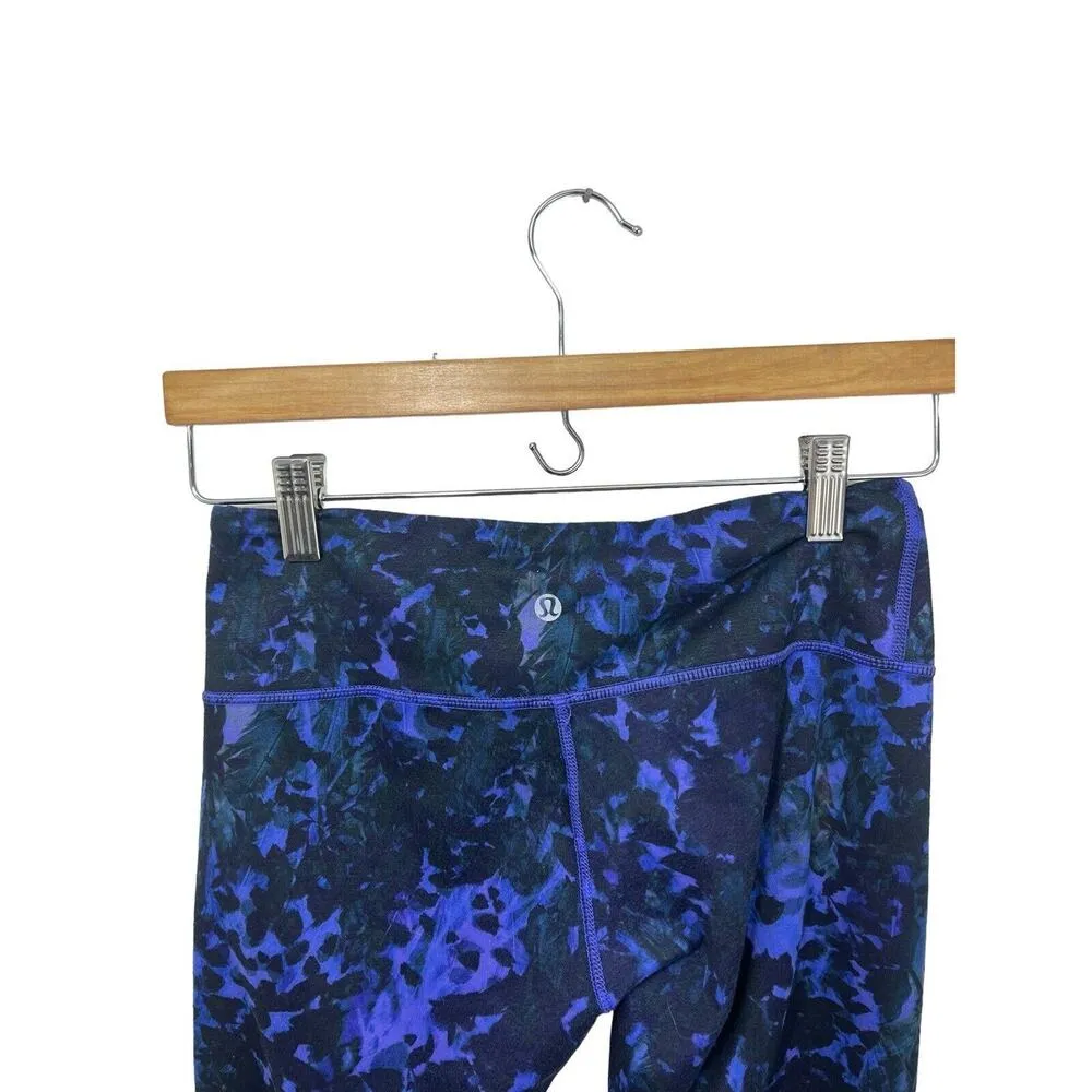 Lululemon Women's Wunder Under ll Purple Iris Floral Print Leggings Size 6 - Image 4