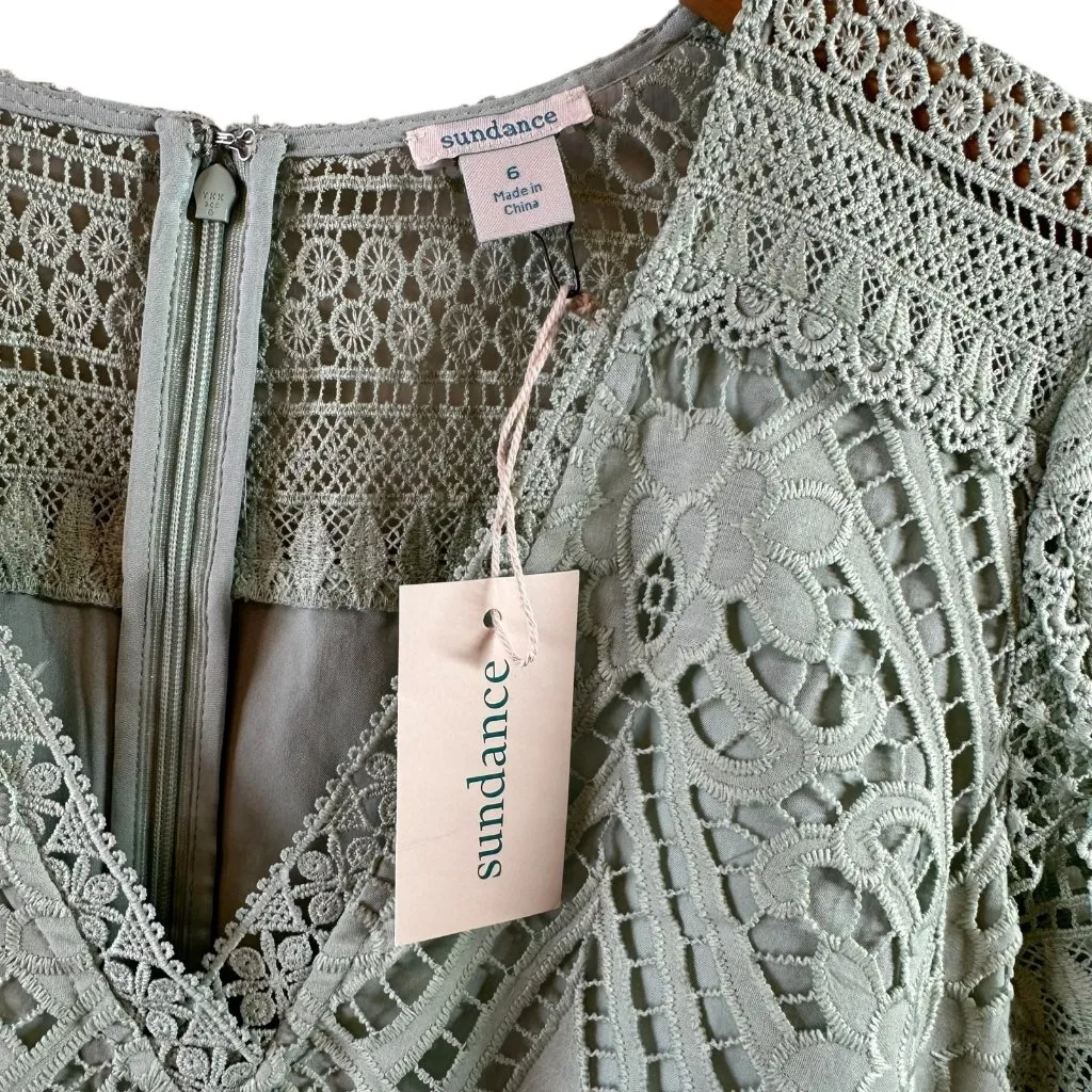NWT Sundance Charleston Seafoam Green Lace Overlay Dress Women's Size 6 - Image 5