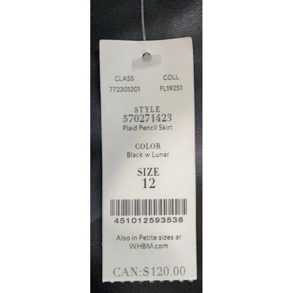 White House Black Market Plaid‎ Pencil Skirt Professional Chic Size 12 - Image 4