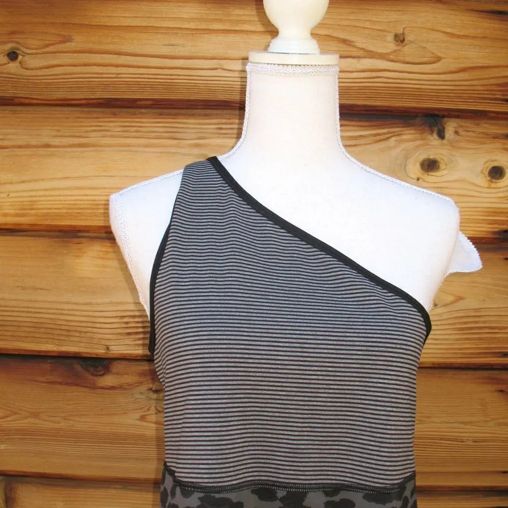 Lululemon Meshed Up One Shoulder Leopard Stripe Tank Top NO BRA - Image 4