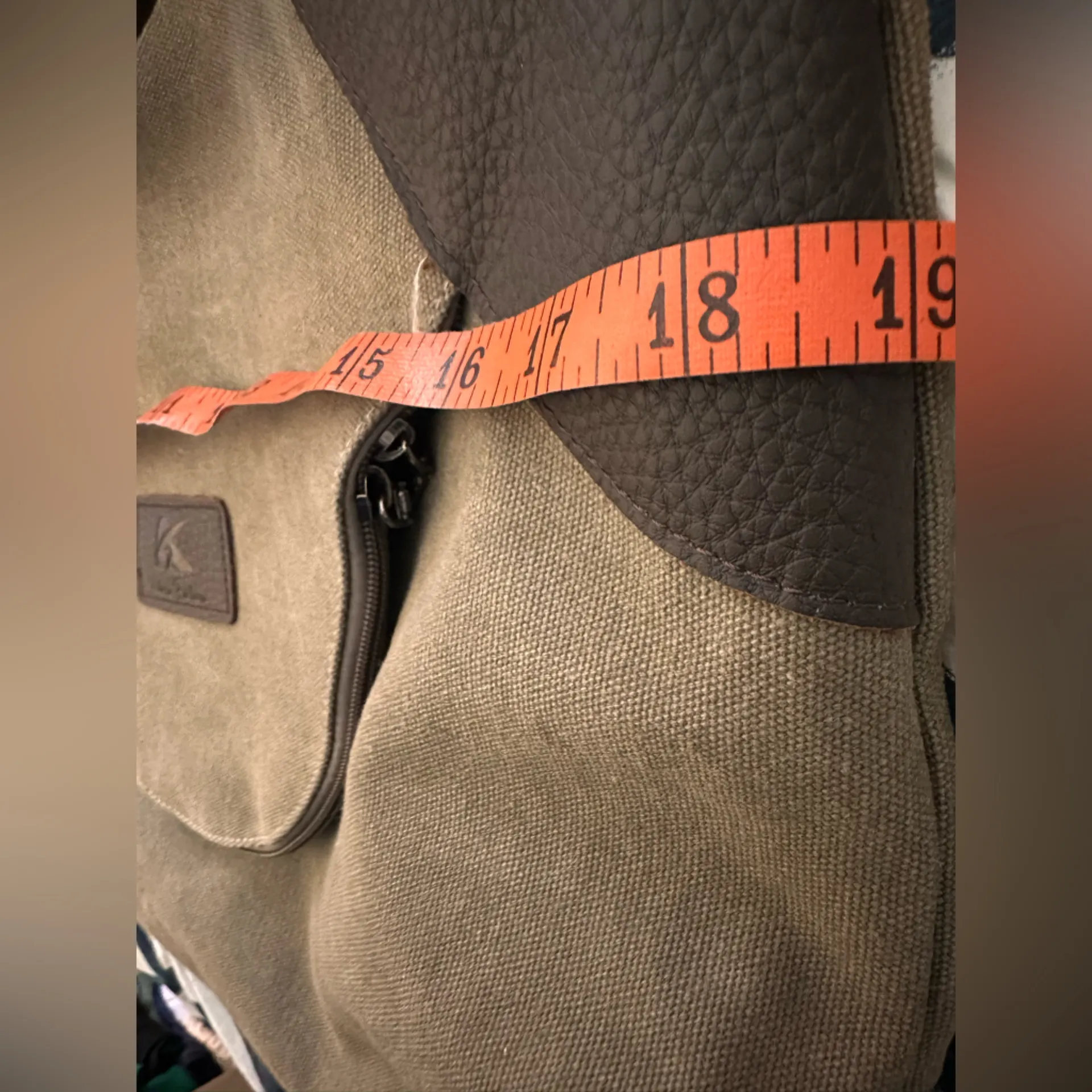 K2 Classic Fashion The Genova Hobo Tote Bag Green Canvas & Leather 18”x16” Brown - Image 8