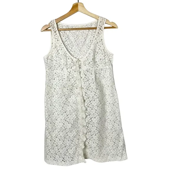 Anthropologie Odd Molly White Floral Lace Mini Dress 1 / S - Image 4