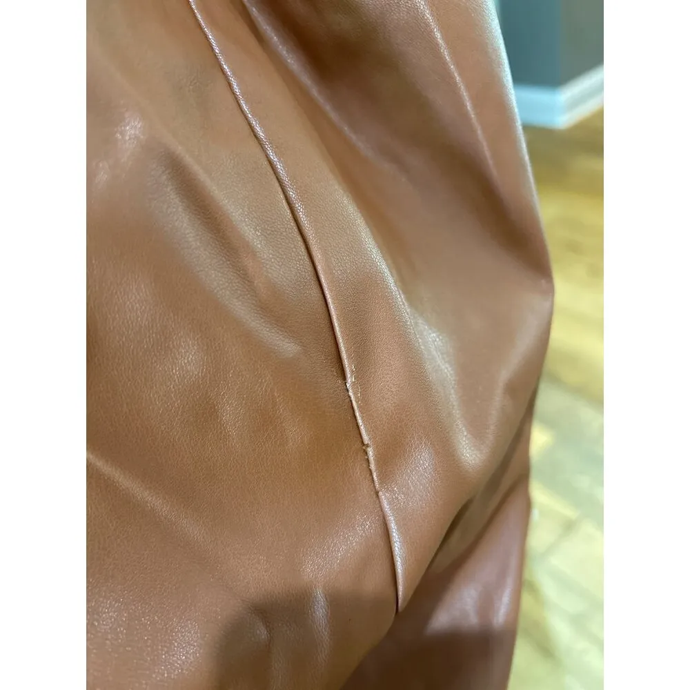 Nookie Rebel Faux Leather Halter Mini Dress Tan Womens Size Medium - Image 10