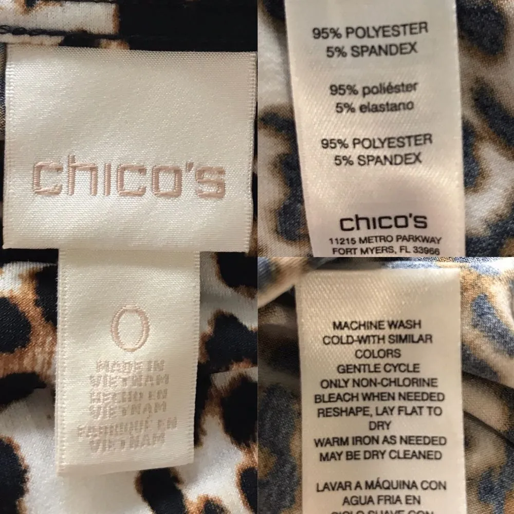 Chico's  Black Brown Leopard Print Cold Shoulder 3/4 Sleeve Top Small - Image 6