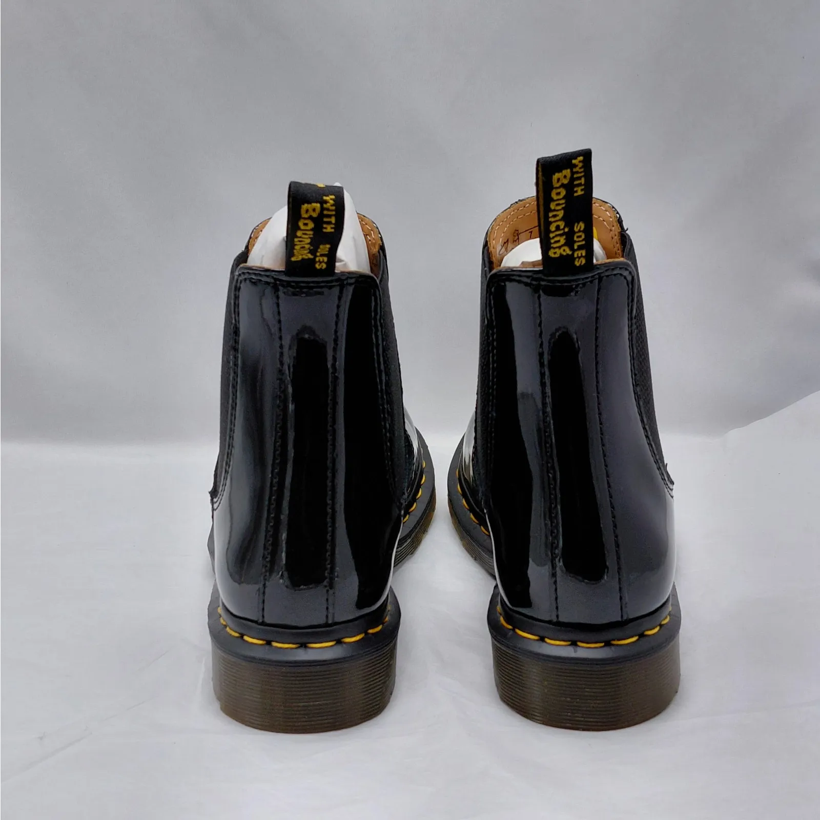 Dr Martens Womens Chelsea Boots Size 9 Black Patent Leather Goth Biker Punk - Image 10