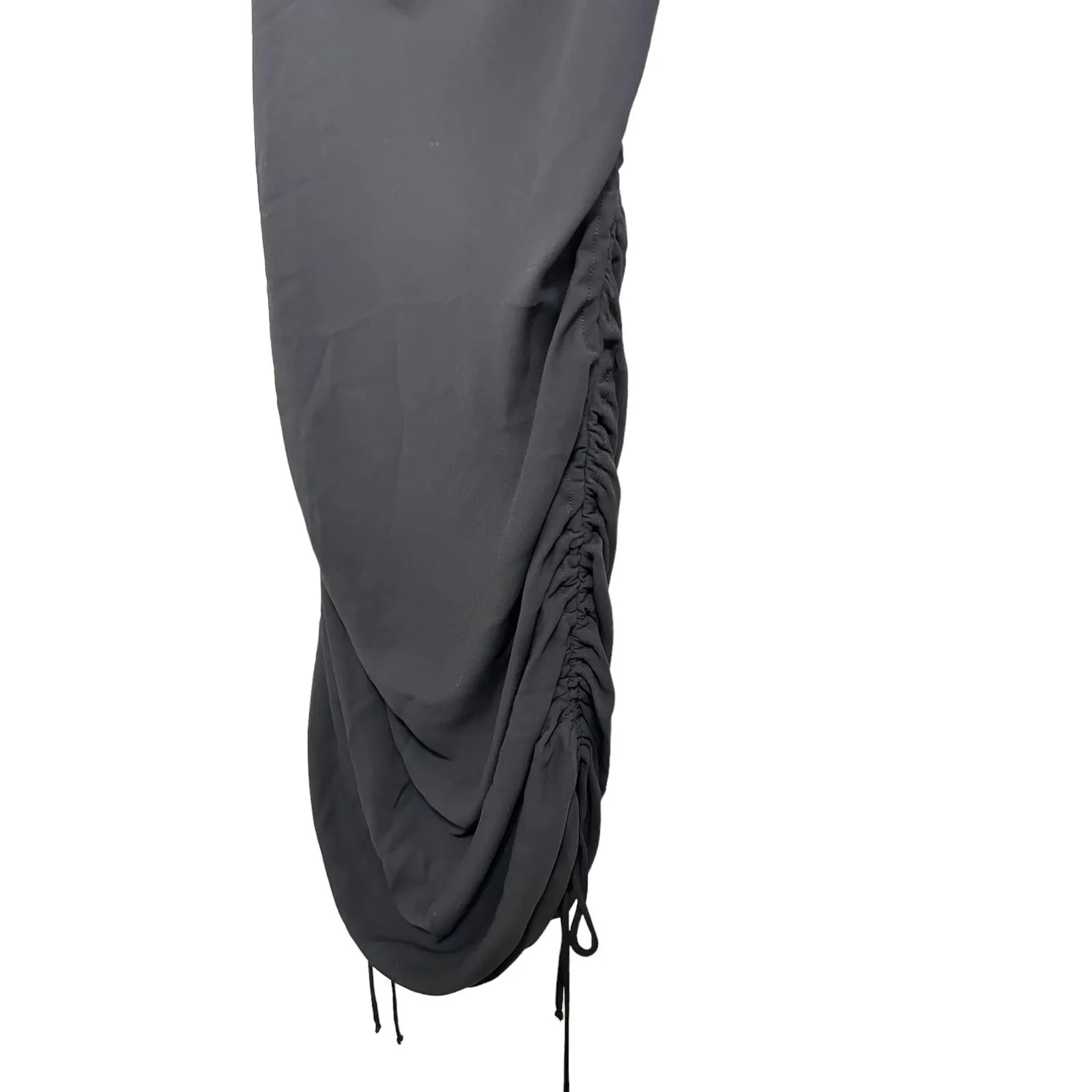 Krisa Women‎ Black Cami Ruched Drawstring Mini Bodycon Dress Size Small NWT - Image 4