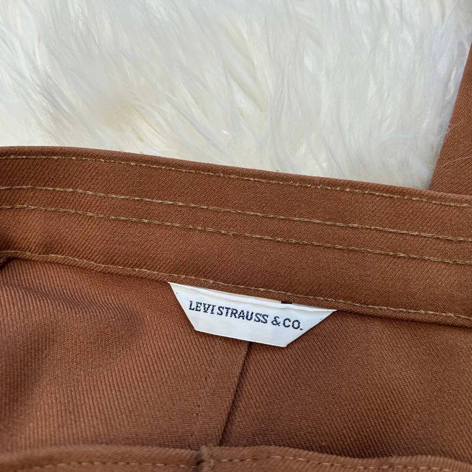 LEVIS Vintage 70s Brown Pants Womens 18 Khaki Trousers Retro Academia Twee Chic - Image 9