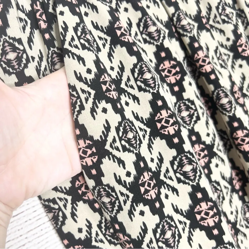 Bohemian Black Cream & Pink Lightweight Comfy Tapered Ankle Casual Pants Size XL - Image 5