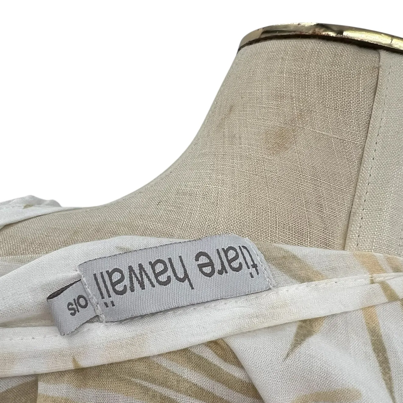 Tiare Hawaii Maxi Dress Kimono Sleeve Palm Print White Beige One Size - Image 11