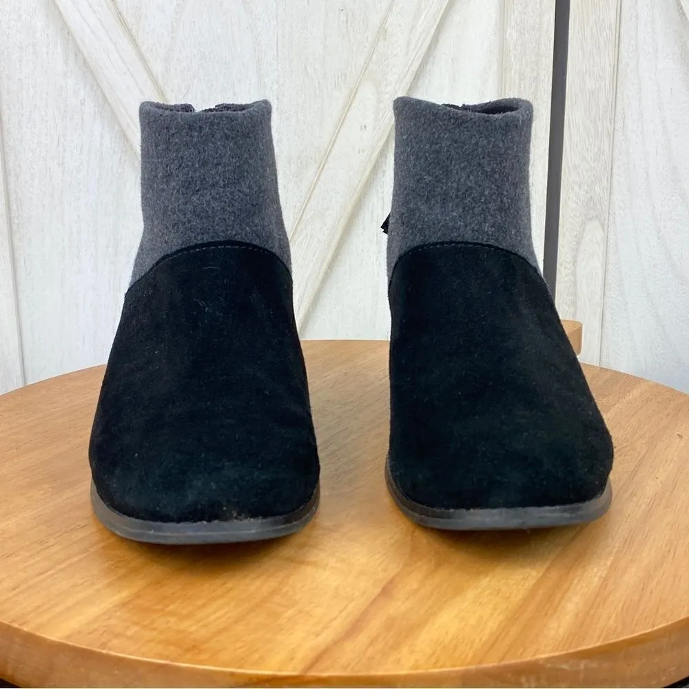 Toms Leila Bootie Ankle Boot Wool Suede Colorblock Gray Black 7.5‎ - Image 3