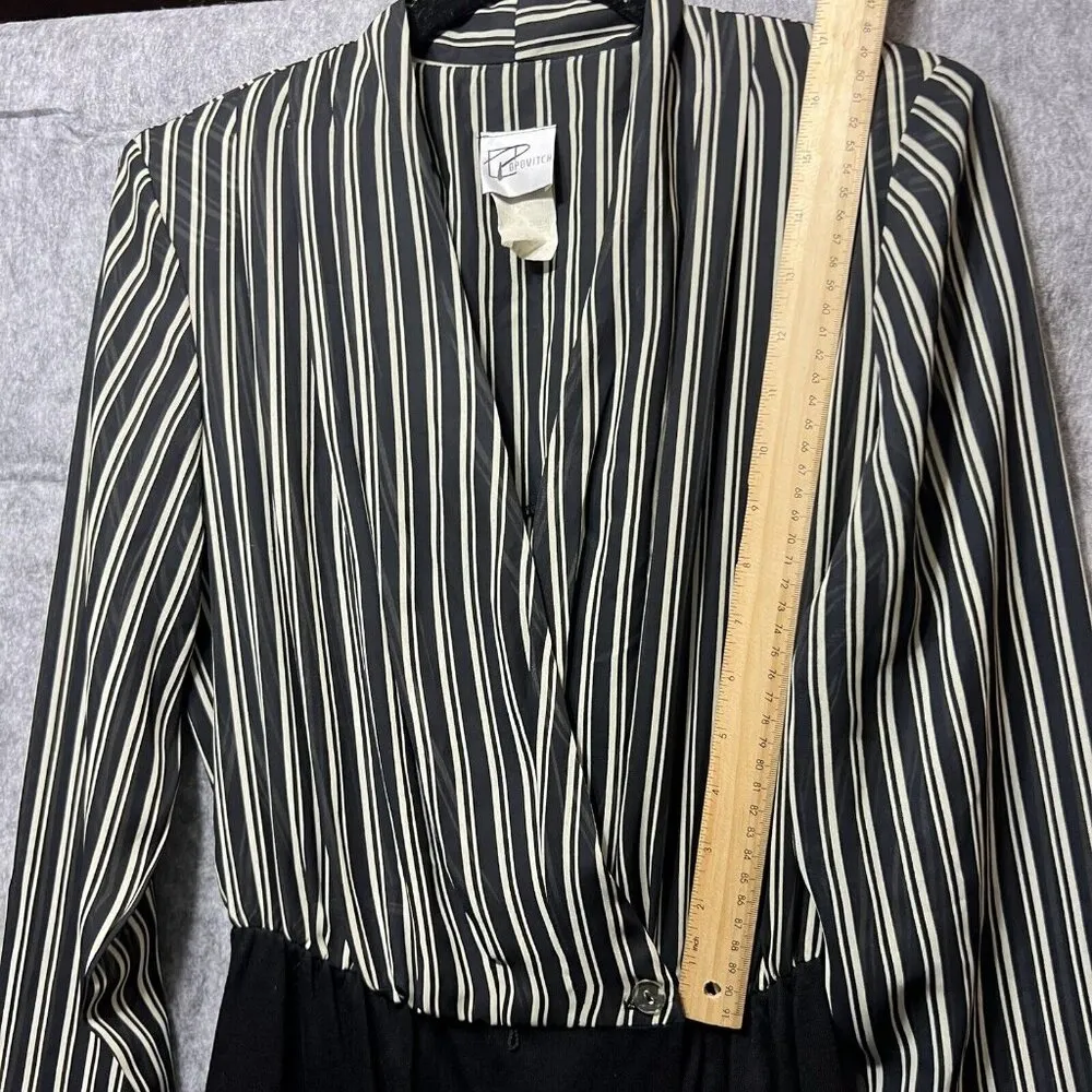 Vintage Popovich Dress Womens Size 10 Black Striped Secretary‎ Long Sleeve Work - Image 7