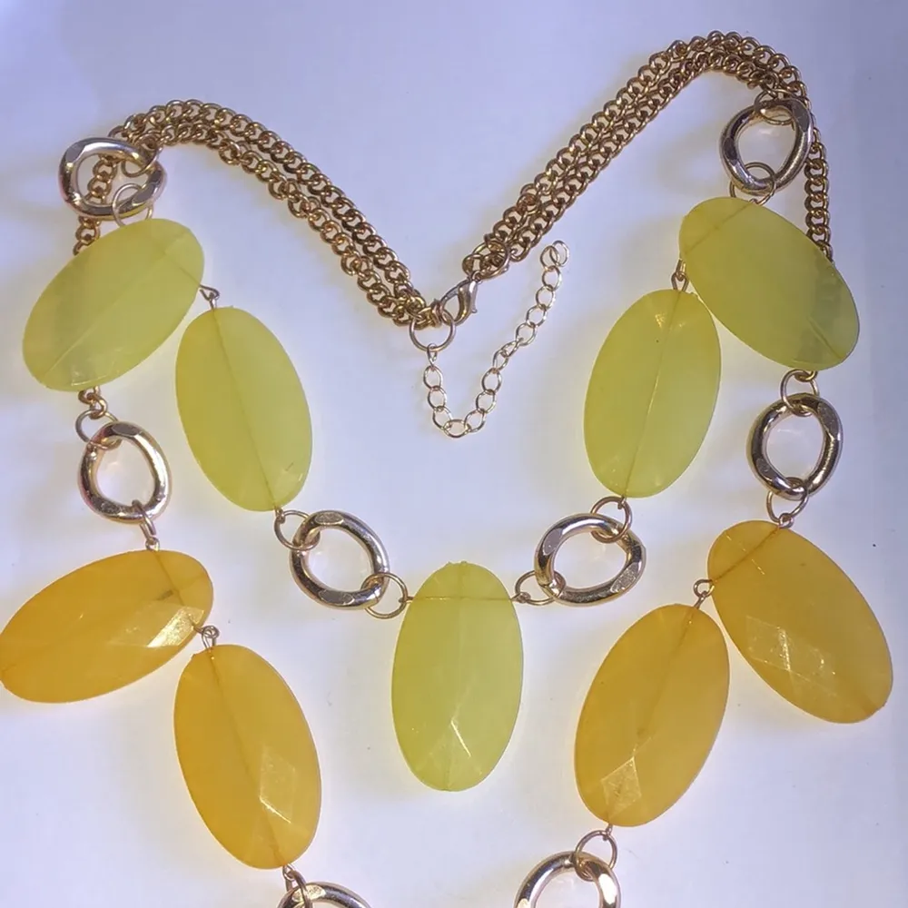 Gold Tone Yellow Huge Retro Boho Statement Necklace - Image 3