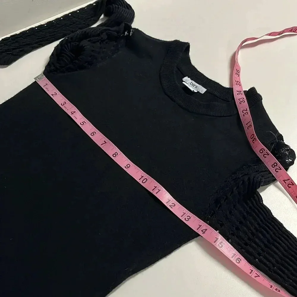 Imperfect black sweater dress crochet sleeves stretchy versatile med - Image 3