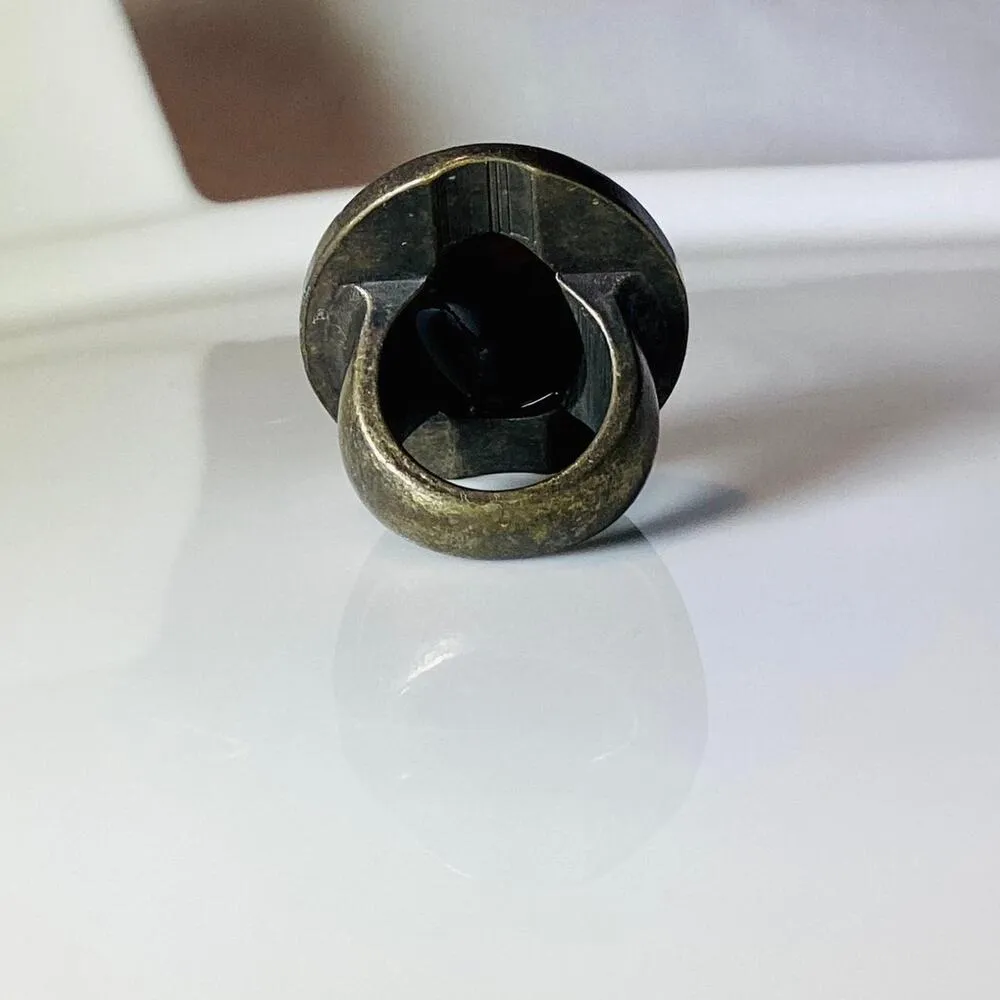 Dark Stone Faceted CZ Crystals Ring Brown - Image 3