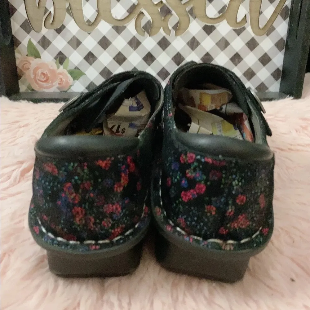 ALEGRIA Dream Fit 'Dena' Floral Leather & Neoprene Clogs EUR 39 - Image 4