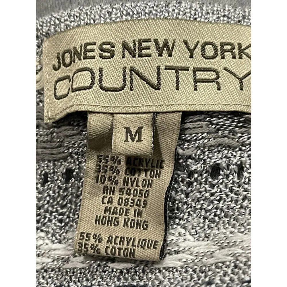 Vtg‎ Jones New York Country M Gray SWEATER Top D-207 - Image 3
