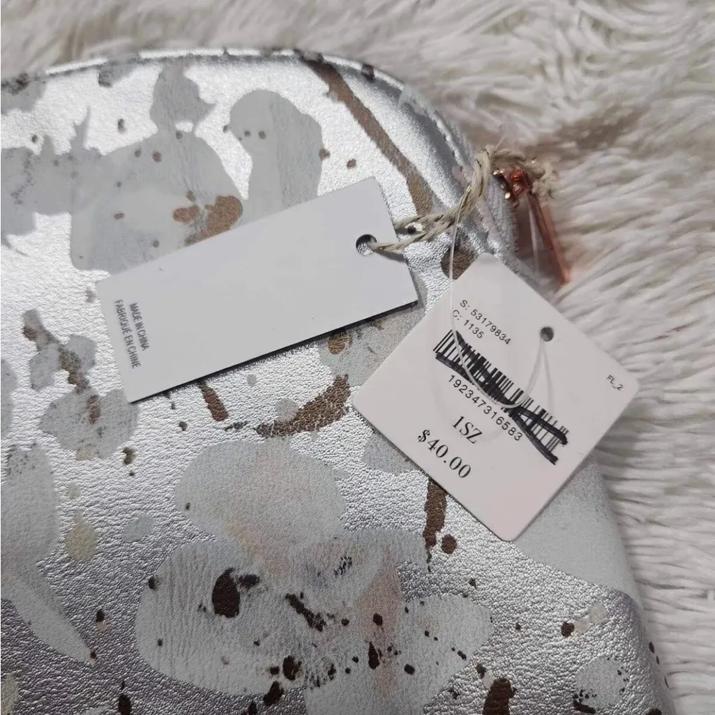 Anthropologie Liza Hathaway Matthews Design Handbag Clutch Bag Purse Silver - Image 6